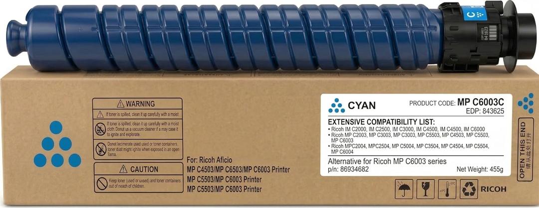 Compatible Cyan Toner Cartridge Replacement for Ricoh IM C3000 C3500 C4500 C6000 C2000 C2500, MP C4503 C6003 C5503 C3503 C3003 C2003 C2503, MP C4504 C6004 C3004 C3504, 841850 (Cyan, 1-Pack)