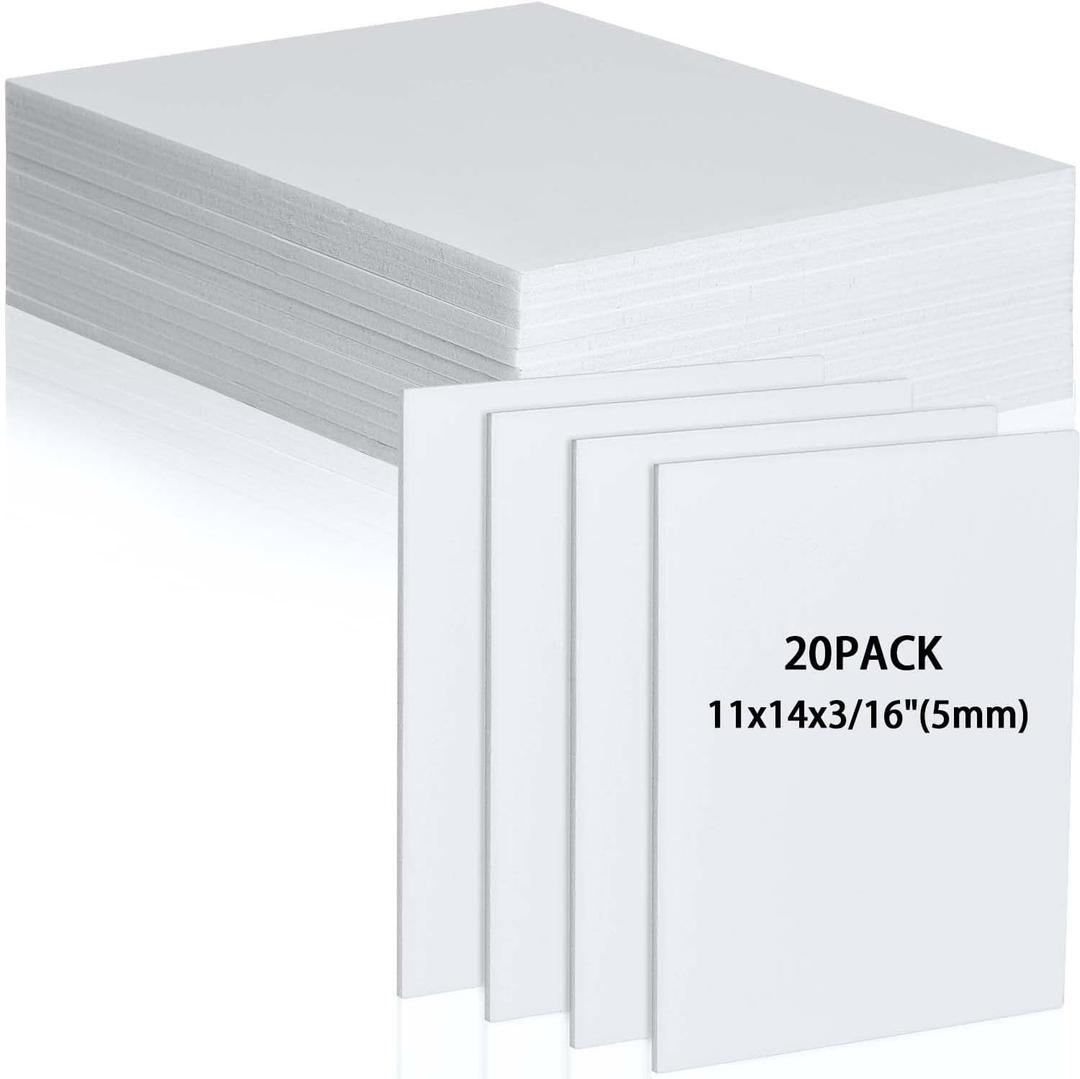 20Pcs White Foam Board 14 x 11 inch White Poster Board 3/16" Thick Foam Core Board White Foam Backing Boards for Crafts Poster Making Art Presentations