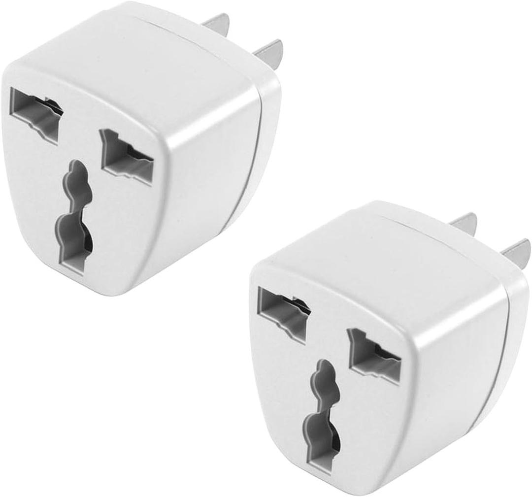 Cellet USA, Canada, Mexico, Japan Travel Plug Power Adapter Round Pin (EU/UK/Korea/China/AU) to Flat (USA) Pin, 2 Pack, White CNFPIN2