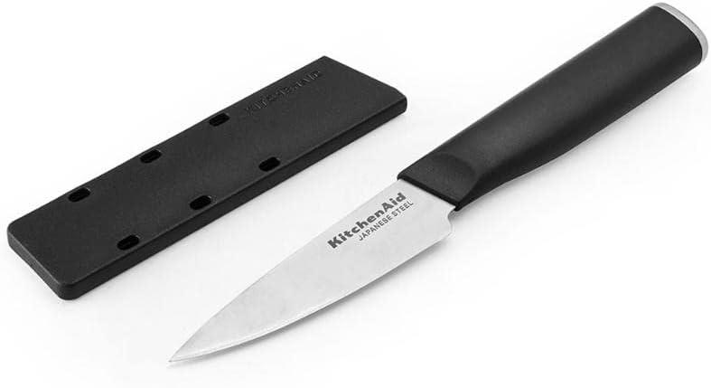 KitchenAid Classic Paring Knife with Endcap and Custom-Fit Blade Cover, 3.5-inch, Sharp Kitchen Knife, High-Carbon Japanese Stainless Steel Blade, Black