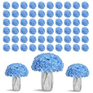 KISLOHUM 80pcs Blue Hydrangea Artificial Flowers Silk Heads with Stems and Vines for DIY Wedding Centerpiece Baby Shower Home Party Decor