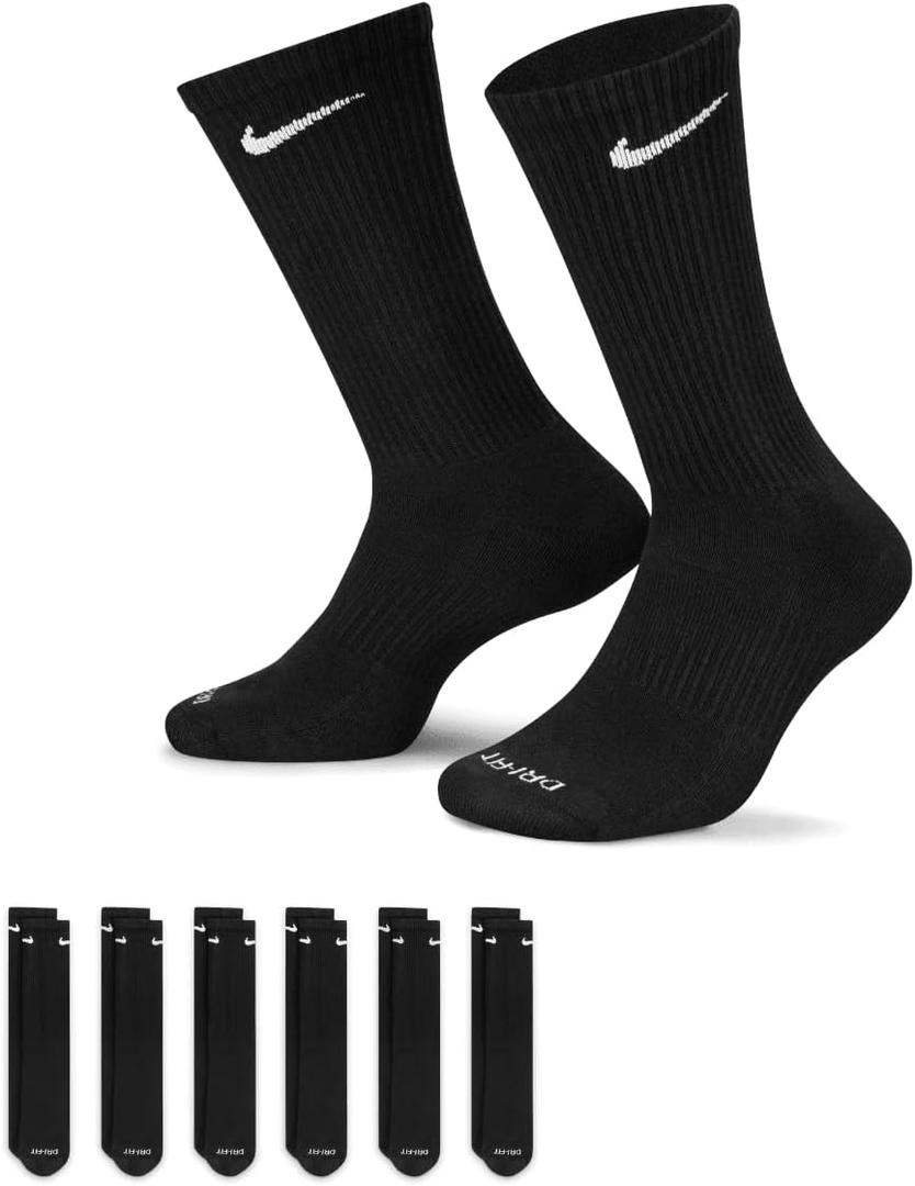 NIKE Unisex Performance Cushion Crew Training Socks (3 Pairs) (Large, Gray)