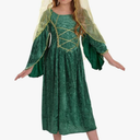 fun shack Green Girls Renaissance Costume, Medieval Princess Outfit for Kids, Historical Dress Up for Girls S