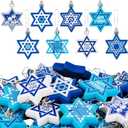 Jenaai 24 Pcs Hanukkah Ornaments for Tree Star of David White and Blue Menorah Ornaments Hanukkah Decorations for Home Jewish Christmas Party Gifts Chanukah Balls Tree Decor