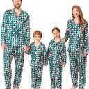ANGELGGH Family Christmas PJs Matching Sets Long Sleeve Festival Party Pajamas Holiday Warm Sleepwear Couples Button Loungewear (Women, L, Green Canes Santa)