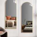 Arched Full Length Mirror, 48"x14" Gold, Tempered Shatterproof Glass & Aluminum Frame, Over Door or Wall Mounted, No Drill Installation for Bedroom, Bathroom, Closet, Entryway, Living Room Decor