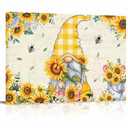 Sunflower Gnome Canvas Print Wall Art - Bees Flowers Leaf on Vintage Newspaper Background - Wall Decor Modern Artwork Paintings Pictures for Living Room Stretched and Framed Ready to Hang - 24" x 36"