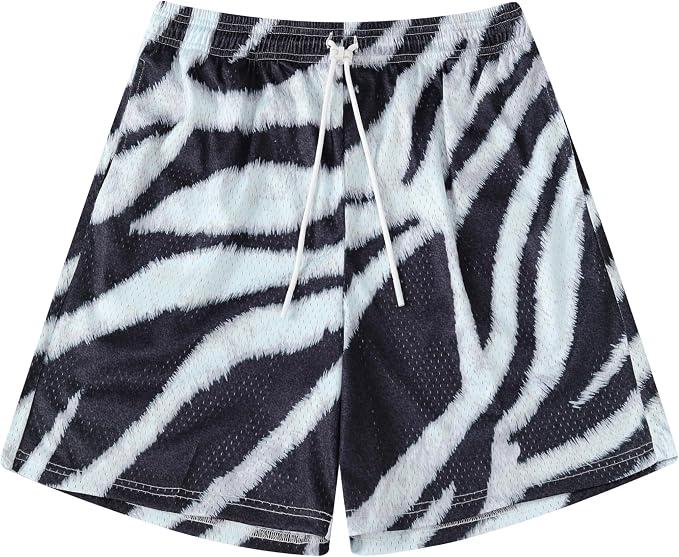 GINTPK Mens Graphic Shorts Sports Basketball Quick-Drying Mesh Drawstring Shorts Small