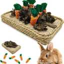 Hamiledyi Pet Fun Bunny Chew Toy Rattan Grass Scratcher Rabbit Enrichment Climbing Play Carrot Digging Toys for Bunnies Rabbits Guinea Pigs Parrots Ferret Hedgehog Squirrel and Other Rodents