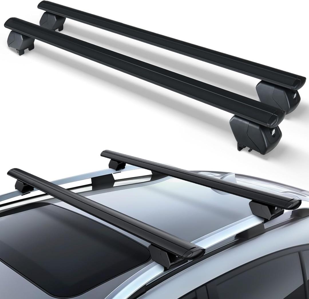 53" Universal Roof Rack Cross Bars Heavy Duty 300 LBS Crossbars Compatible with Flush & Raised Side Rails, Fit Most SUVs Vehicles, Lockable & Adjustable Crossbars Rooftop Luggage Cargo Carrier