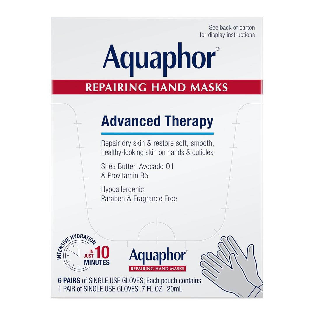 Aquaphor Repairing Hand Masks, Moisturizing Gloves for Dry Hands, Moisturizer for Dry Skin, Mothers Day Gifts, Pack of 6