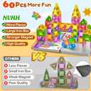60PCS Mini Magnetic Tiles for Kids Ages 3-5 4-8 with Iron Box Travel Magnet Building Kids Toys for 3 4 5 6 7 8 Year Old Boys Girls Toddler Preschool STEM Construction Sensory Christmas Birthday Gifts