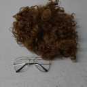 Linfairy Light Brown Short 80's Costumes Men's Disco Dirt Bag Wig Halloween Cosplay Costume Wigs with Glasses