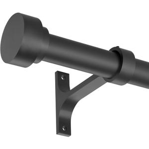 Short Curtain Rod 12-20 Inch Telescoping Side Curtain Rods, 1Inch Diameter Pole Adjustable Metal Drapery Rod, Matte Black