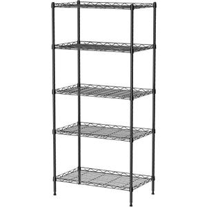 5 Tier Standing Metal Wire Shelving Unit, Adjustable Height, Storage Shelf Units for Laundry Bathroom Kitchen Pantry Closet (11.6" D x 21.2" W x 49" H inches, Black) 5 Tier Standing Metal Wire Shelving Unit, Adjustable Height, Storage Shelf Units for Laundry Bathroom Kitchen Pantry Closet (11.6" D x 21.2" W x 49" H inches, Black)