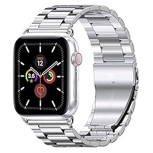 JNCVXN Compatible with Apple Watch Band 41mm 40mm 38mm, Solid Stainless Steel Metal Link Bracelet Strap Replacement Adjustable Wristband iWatch Bands for Apple Watch SE & Series 7/ 6/ 5/ 4/ 3/ 2/ 1, Silver