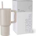 Simple Modern 30 oz Trek Tumbler with Handle and Straw Lid | Cup Holder Friendly Insulated Stainless Steel Travel Mug | Almond Birch