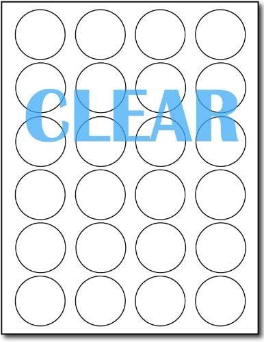 Crystal Clear Labels for Laser Printers - 1-2/3" Round - 24 per Sheet - 10 Sheets / 240 Circular Labels