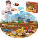 Construction Jumbo Floor Puzzle for Kids Birthday Day Gifts 71Pcs Construction Vehicle Large Round Floor Puzzles for Kids Party Supplies Construction Truck Cars Educational Toys for Boys 22.8 inch