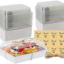 YTAXZ 7x5x2.5 Charcuterie Boxes with Clear Lids, Large Disposable Bakery Dessert Boxes, Bakery Take Out Containers, To Go Food Container for Chocolate, Sandwiches, Cookie, Cupcake, Pastries (8 White)