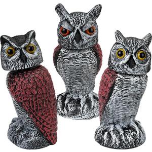 3-Pack Owl for Bird Deterrent - Weatherproof Bird Repellent Devices for Outdoor Use - Plastic Owls to Scare Birds Away and Control Garden Pests