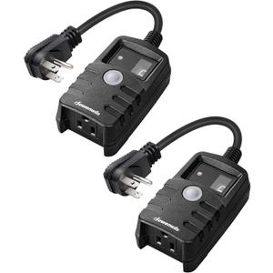 DEWENWILS Light Timer Outdoor Weatherproof, Countdown Photocell Sensor Timer with Electrical Grounded Outlets for String Light, 13 A, 1/2 HP, UL Listed 2 Pack