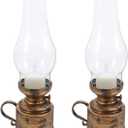 PRETYZOOM 2Pcs Vintage LED Kerosene Lamp Retro Candle Lanterns for Home Decor Electronic Flame Lamp for Tabletop Decoration and Emergency Lighting for Living Rooms and Parties