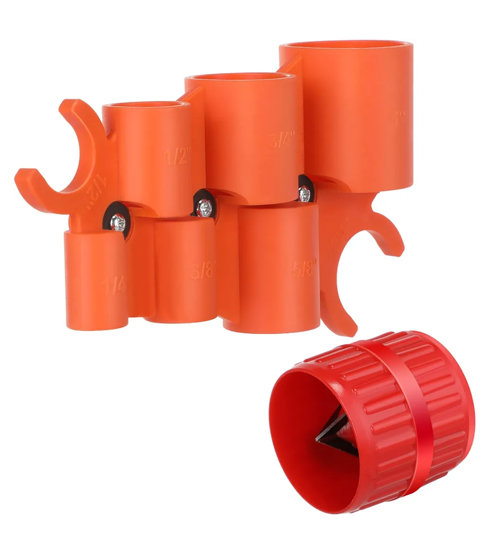 Pipe Deburring Tool Kit, 1/4" to 1" Depth Gauge and 1/8" to 1-5/8" Inner/Outer Reamer Chamfer Tool, for PVC, PPR, Brass, CPVC, PE-RT, Aluminum and Sharkbite Tubing, Easy Prep for Smooth Edges