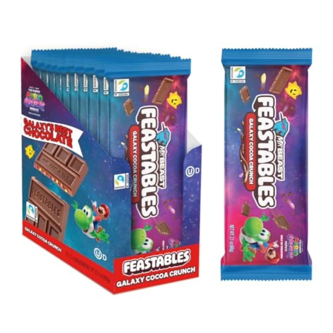 MrBeast Feastables Galaxy Cocoa Crunch Chocolate Bar, 10 Count, Limited Edition for The Super Mario Galaxy Movie, 60g Each