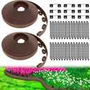 Sasylvia 1.5'' x 200' Landscape Edging Kit Edging Border Coil Include 120 Anchoring Spikes 10 Connectors Plastic Garden Border for Lawn Garden Grass Yard Home(Brown)