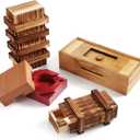 Zhanmai 4 Pieces Wooden Puzzle Boxes Wooden Puzzle Boxes Money Case Holders Teaser Mysterious Wood Boxes for Christmas Birthday Gift, 4 Styles(Lovely Style)