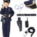 Acekid Police Costume for Boys Halloween Police Officer Costume for Kids (M(8-10))