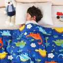 Sivio Weighted Blanket 5lbs, Blue Dinosaur Cooling Weighted Lap Blanket, Breathable Heavy Throw Blankets for Sleeping, Washable, 36"x48"