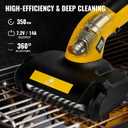 Electric Grill Brush, Grill Cleaner with LED Light & Battery Power Display, 350 RPM Shed-Free Steel Bristles, Removable Brush Head, Cordless & Type-C Rechargeable Grill Scraper for Outdoor BBQ