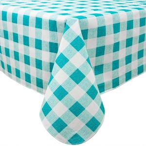 Green and White Checkered Plastic Tablecloth - 60x120 inch, Waterproof Vinyl with Flannel Backing for Parties