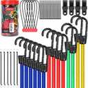 60-Piece Bungee Cords Assorted Sizes - 10" 18" 24" 32" 40" Bungee Cords with Hooks, Heavy Duty Outdoor, Large Medium Small Mini Elastic Canopy Tarp Bungee Ball Ties Tarp Clips Organizer