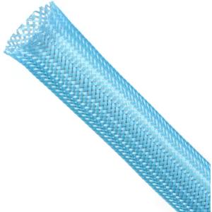 Braided Expandable Cable Sleeve, PET Wire Loom, Flexible Mesh Sleeving Cord Management for TV, Computer, Home Theater, Automotive, Protect Cat from Chewing Cords (Blue, 1/4" x 25ft)