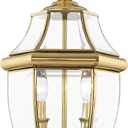 Livex Lighting 2254-02 Monterey 2 Light Outdoor Polished Brass Finish Solid Brass Post Head with Clear Beveled Glass