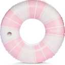 FUNBOY Giant Vintage Stripe Inflatable Pool Float with Cup Holder 48" Pool Float for Adults|Inner Tube Pool Toys Swim Rings Swimming Pool Accessories & Pool Lounger Float for Pool Party & Summer (Pink)