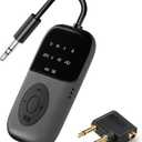 Bluetooth 5.4 Transmitter Receiver, 2-in-1 Airplane Bluetooth Adapter, Dual Headphones & 24H Battery Life for TV, Airplane, Car, Tablets, Wireless TV Headpset, Compatible with AirPods & aptX