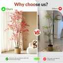 Tall Faux Plastic Silk Plants Large Artificial Bamboo Tree Indoor Outdoor Realistic Floor Plant Potted Fake Nandina Trees for Home Living Room Office Front Porch Patio decoracion Housewarming Gift