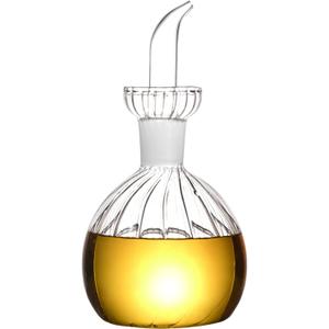 ELETON Stripe Ball Glass Olive Dispenser, No Funnel Needed Easy to Refill Oil Bottle with Pourers, Clear Cooking Oil Vinegar Dispenser Bottle Olive Oil Carafe Decanter for Kitchen BBQ (5oz/125ml)