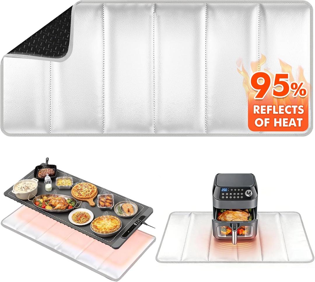 35.415.4 in Heat Resistant Mat for Food Warming Mats, Heat Resistant Mats for Countertop Reflects 95% of Heat, Waterproof and Oilproof Hot Pad With Non-slip Bottom for Air Fryer, Coffee Maker, Oven