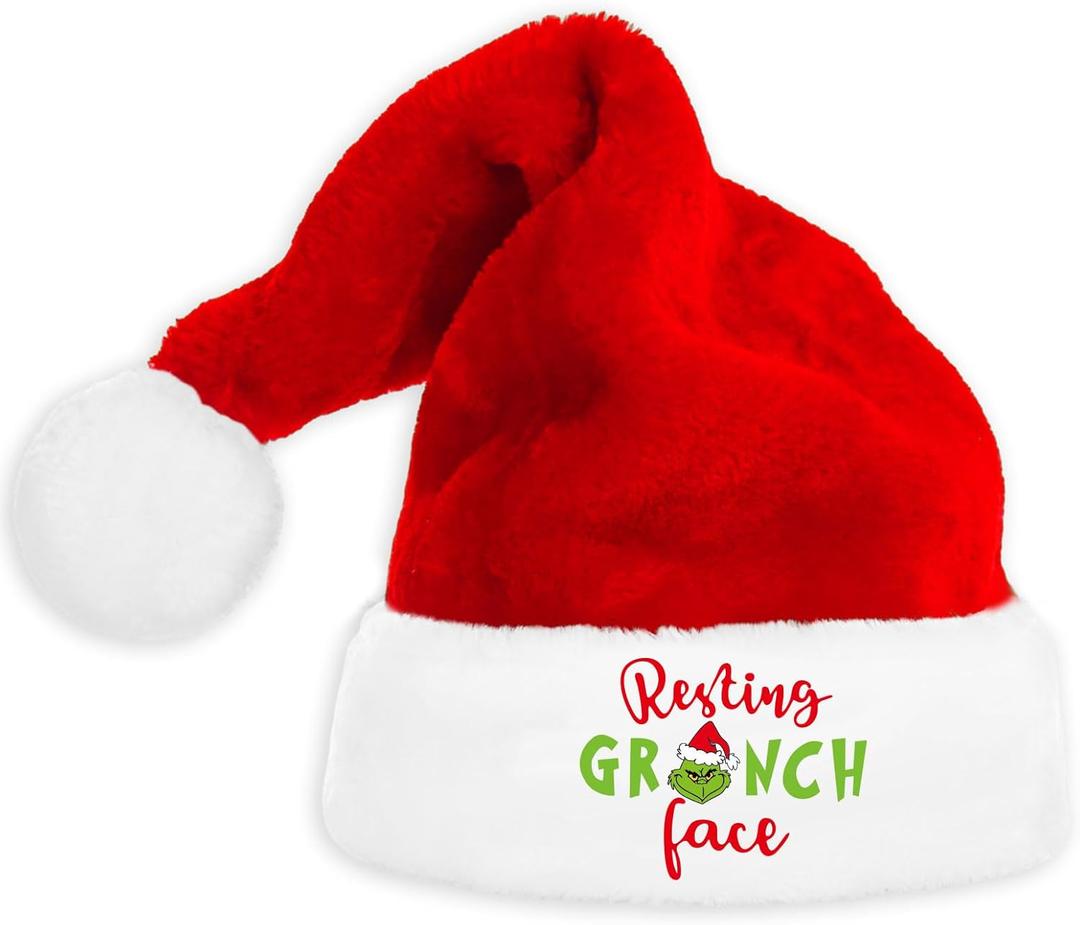 Funny Christmas Hat for Kids, Novelty Holiday Santa Hat for Christmas Party Supplies, Velvet Winter Head Wear Costume Accessories for Boys Girls Teens, White Elephant Gifts for Xmas Stocking Stuffer