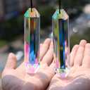 2PCS 5" Large Suncatchers Crystal Prisms, stino Hanging Sun Catcher with Glass Prism, Rainbow Maker for Windows, Room, Garden Fantasy Aesthetic Home Decor (1, Rectangle ABColor 2Pcs)