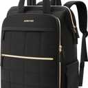 Rolling Puffer Backpack for Women, Wheeled Laptop Backpack, Short-Term Travel Backpack with Wheels, Roller Adults Work Computer Bag, Water Resistant Overnight College Underseat Carry on Luggage, Black