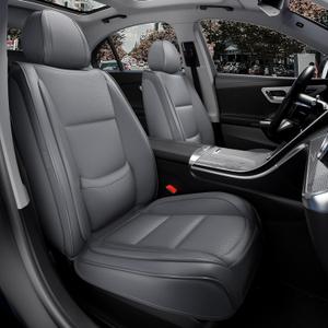 Coverado Front Seat Covers, 2 Pieces Universal Seat Covers for Cars, Breathable Fabric & Leather Car Seat Protectors, Car Seat Cushions Auto Accessories Fit for Most Sedans SUV Truck, Black