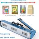 16 Inch Impulse Heat Sealer Manual Bags Sealer Sealing Machine Heating Closer for Plastic PE PP Mylar Poly Foil Bags Home Restaurant Food Storage with Extra Replace Element