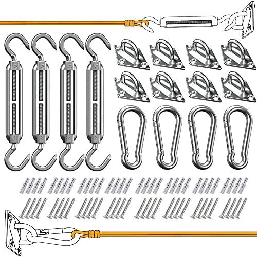 80 Pcs Sun Shade Sail Hardware Kit 5 inch 304 Stainless Steel for Rectangular/Square/Triangle Sun Shade Sail Installation Patio Lawn and Garden, Heavy Duty Anti-Rust Sail Shade Hardware Kit