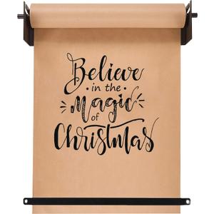 18'' Wall Mounted Kraft Paper Roll Dispenser & Cutter,Black Butcher Paper Dispenser, Farmhouse Decoration - Ideal Choice for Lists, Art Work, Calendars, Black Paper Holder with Cut Bar